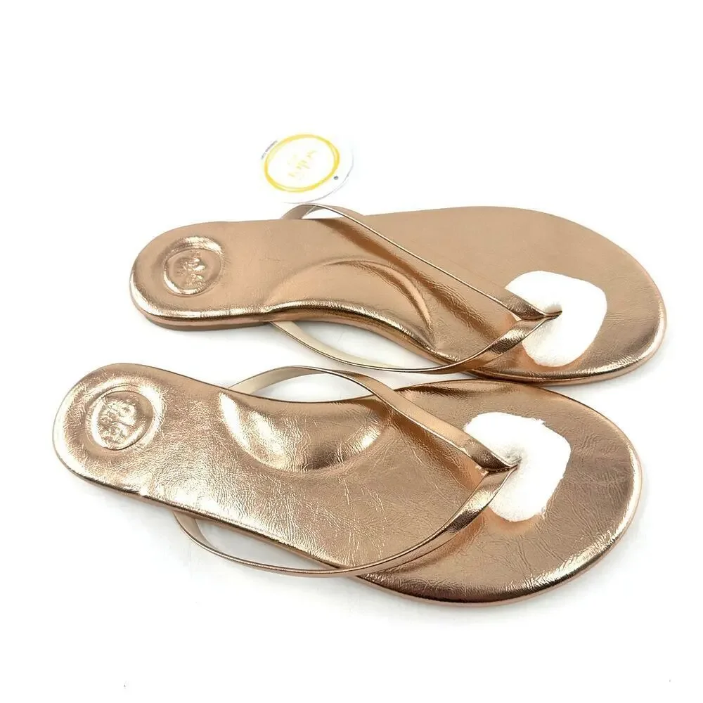 Solei Sea Women's Metallic Gold Copa Flip-Flop Sandals Size 6